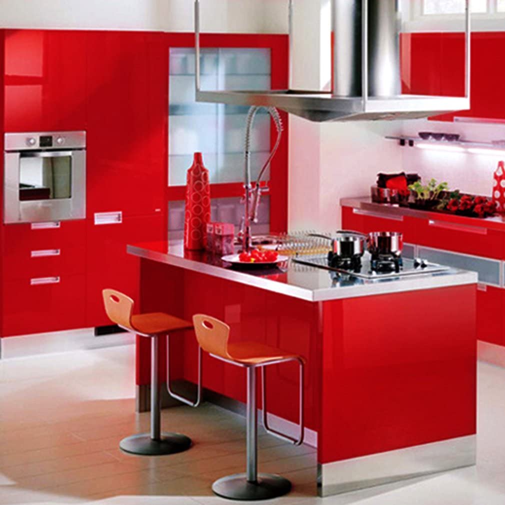 Self Adhesive Peel & Stick Solid Red Glossy Wallpaper