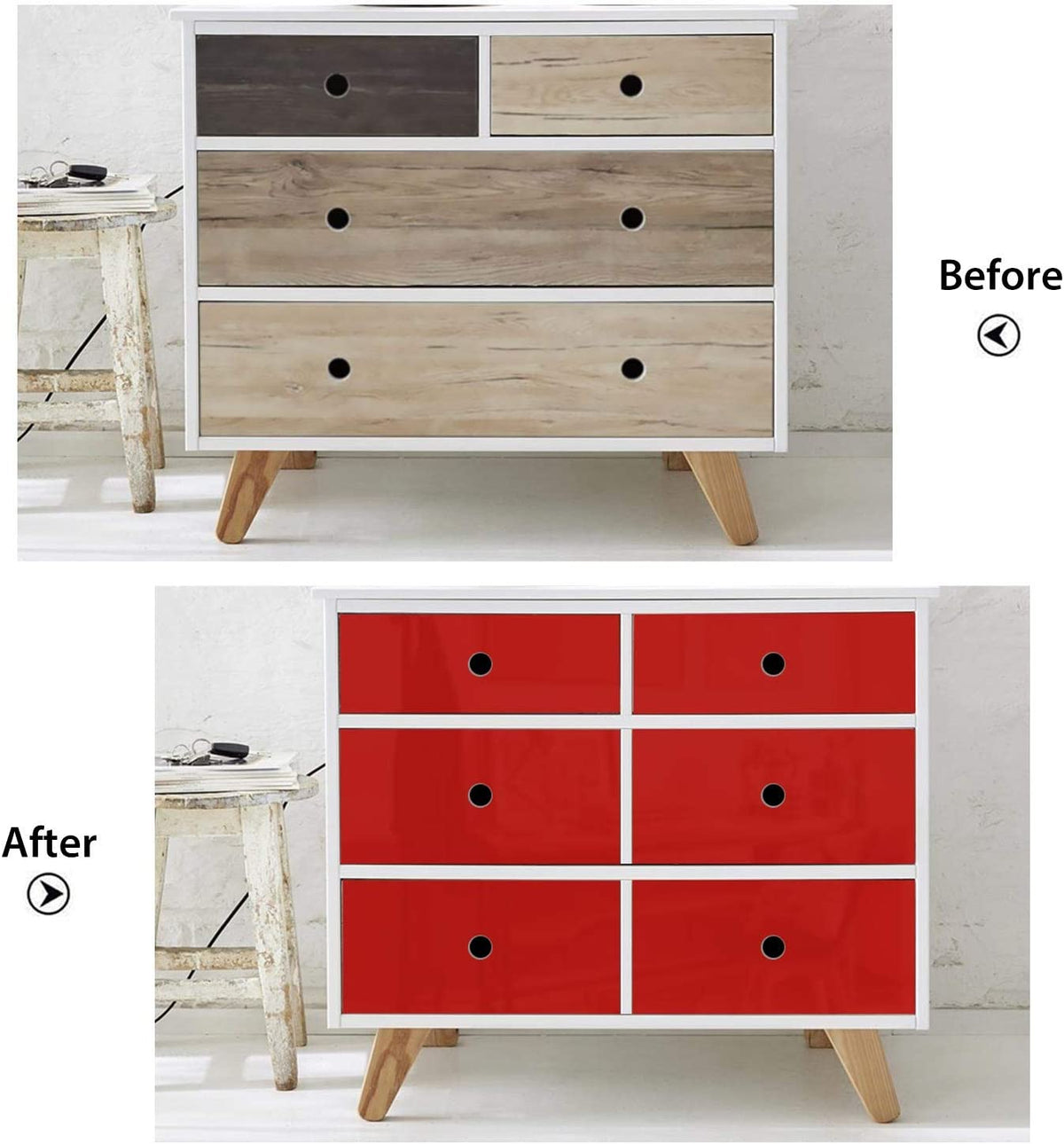 Self Adhesive Peel & Stick Solid Red Glossy Wallpaper