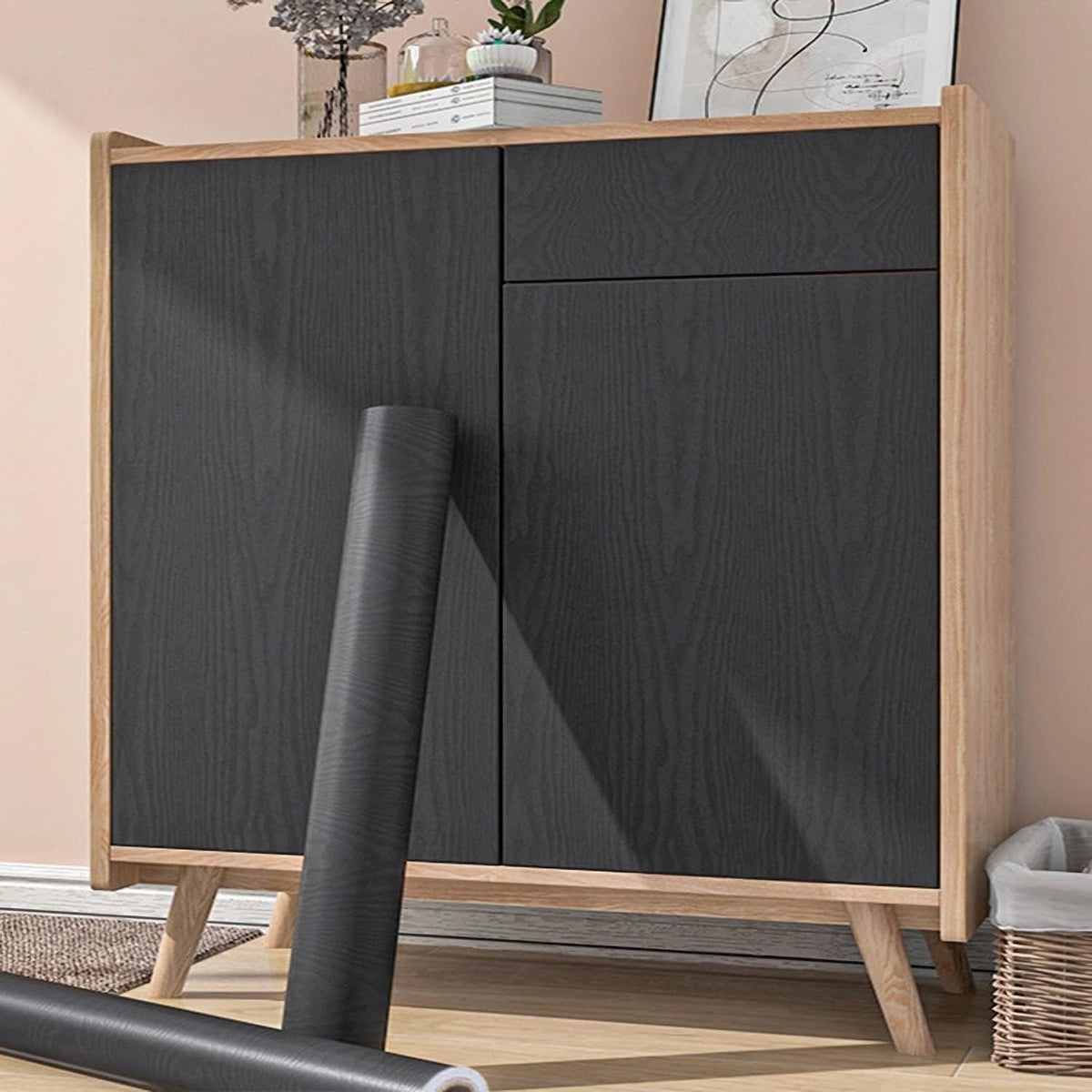Black Wood Texture Wallpaper – Modern Wall Décor