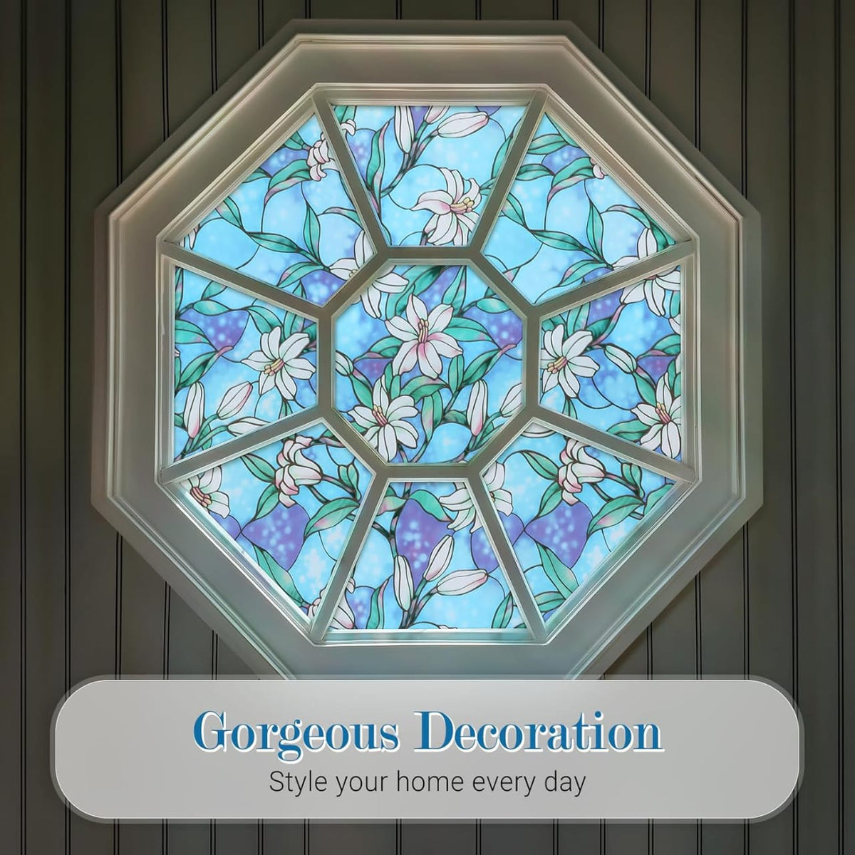 3D Blue Flower Window Film – Decorative Glass Covering