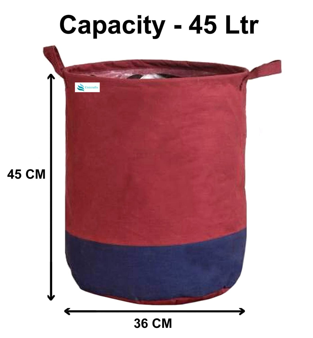 Maroon Blue Foldable Laundry Basket – 45L Large Capacity